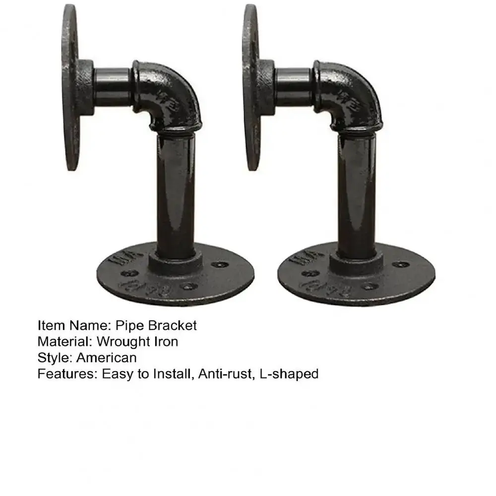 Accessories Heavy Duty Floating Shelf Brackets Metal Black Coated Cast Iron Shelves Brackets Wall Mount Pipe Shelf Bracket