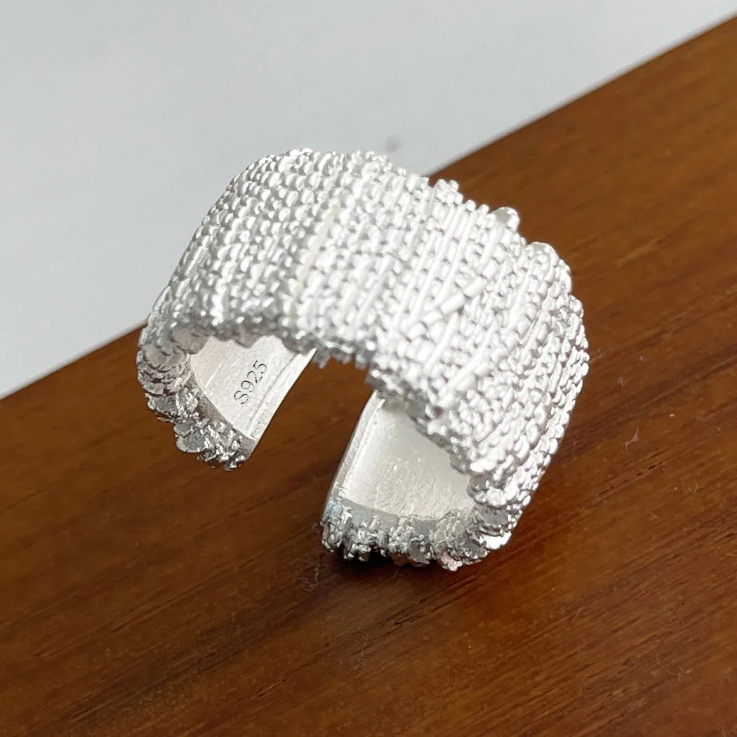 

Кольца из стерлингового серебра 925 пробы для женщин, геометрические ювелирные изделия, регулируемое простое широкое кольцо на палец для вечеринки, подарка на день рождения