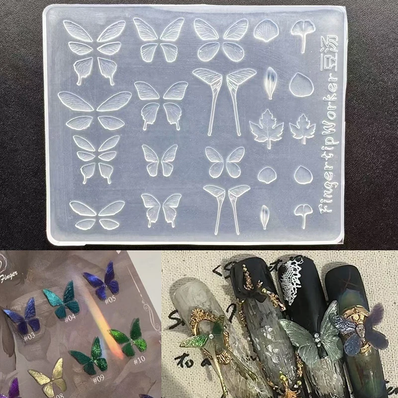 Moule 3d papillon en Silicone haute transparence, décoration des ongles, Design de bricolage, modèle d'art des ongles