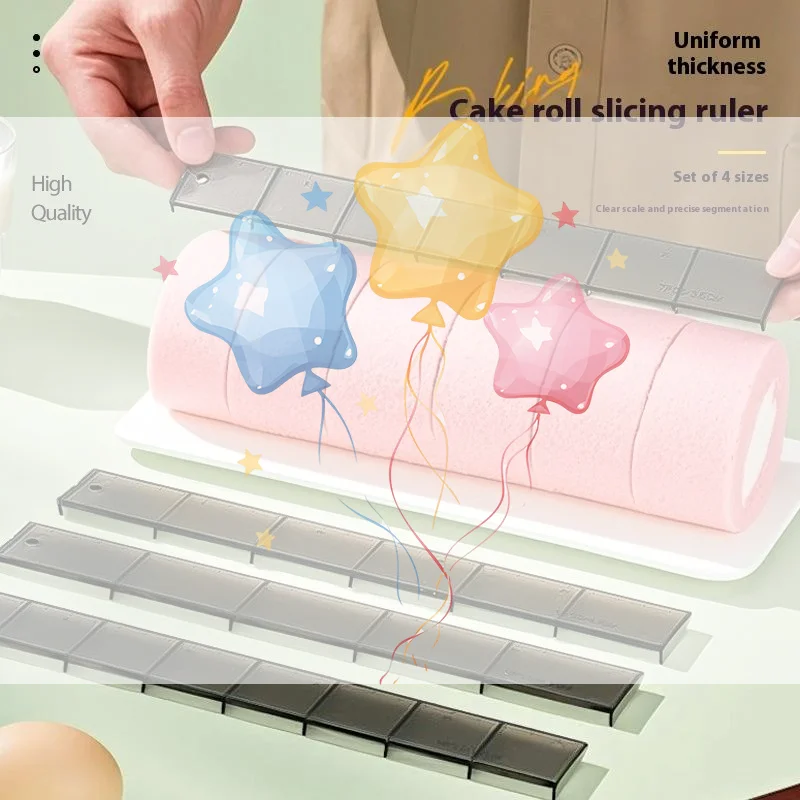 4Pcs Biscuit Cake Cutting Roll Scale Ruler Cake Roll Ruler Uniform Division Molds Pastries Bakings Kitchen Dessert Making Tool