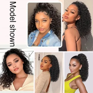 Wigsin 18 Zoll synthetisches versauter lockiges Pferd Rabo Haar Süßes lockiger Kordelclip -Verlängerung Schwarzes Perücken für Frau 6 Hauptverkäufe Frauen Rabo - №6