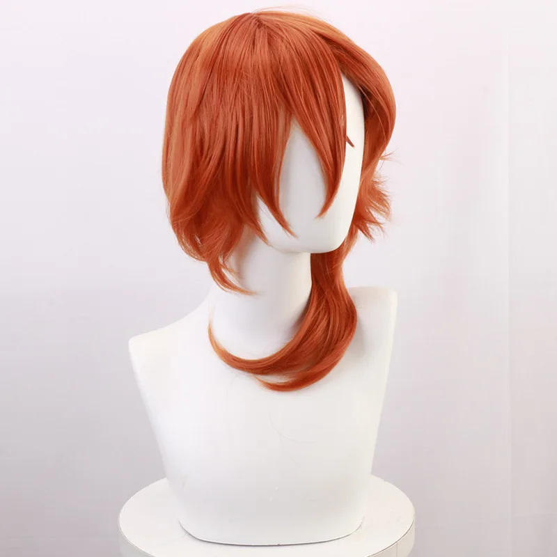 文豪ストレイドッグス、中山ナカヨシ、乱雑で少しカーリーなコスプレウィッグ、高温シルクローズコスプレウィッグ