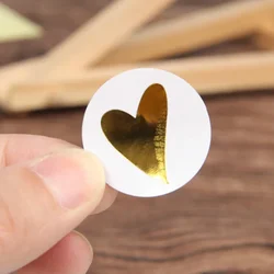 Adesivo adesivo rotondo a cuore in oro adesivo con etichetta sigillante carino per biglietti di compleanno busta regali decorazione cancelleria 80/160 pezzi