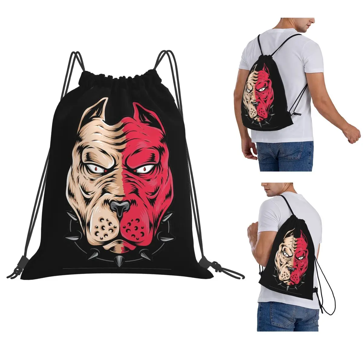 Pit Bull Funny Dog Backpacks Fashion Drawstring Bags Sports Bag Book Bags for Man Woman Students