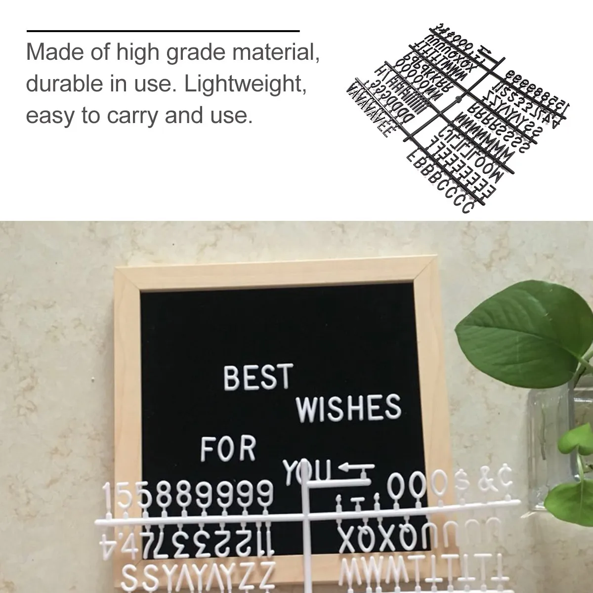 Kit di Lettere in Plastica con 160 Caratteri Neri, Numeri e Simboli Speciali per Lavagna in Feltro, Espositore Decorativo