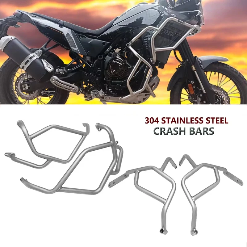 Stainless steel Engine Crash Bar Upper&Lower Bumper Fairing Frame Protector Bar Fit For Yamaha Tenere 700 Tenere700 2019-2023