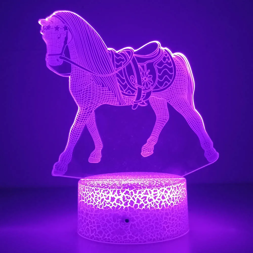 3d Illusion Lamp Led Children\'s Night Light Horse Table Lamp for Bedroom Holiday Christmas Lights Decoration Gifts for Kids