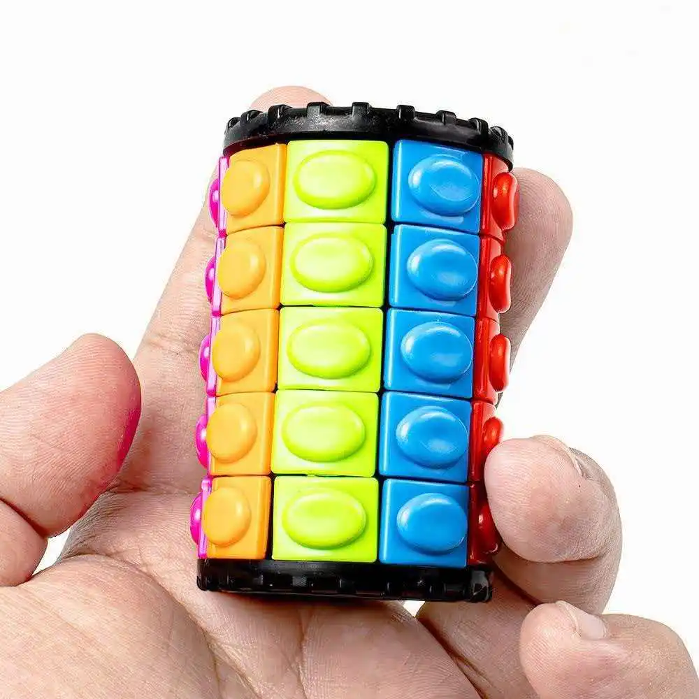 실린더 3D 회전 및 슬라이드 퍼즐 큐브 감각 장난감 자폐증 ADHD 불안 스트레스 해소 선물 청소년 소년 소녀용 큐빅 루빅스
