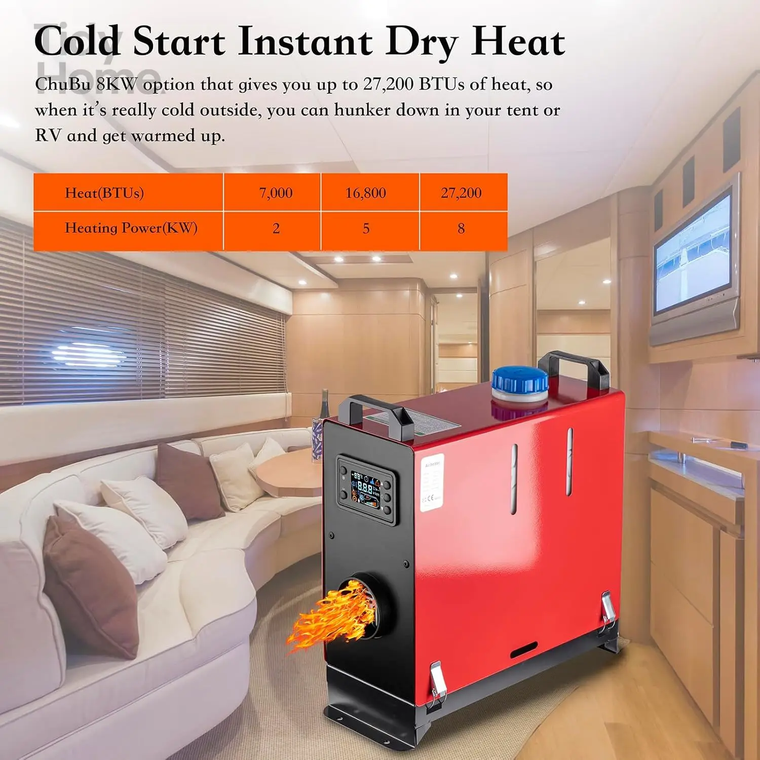 Portable Car Diesel Air Heater with Muffler, LCD Monitor, Remote Control, Fast Heating for Campers Truck Trailer RV Boat Garage