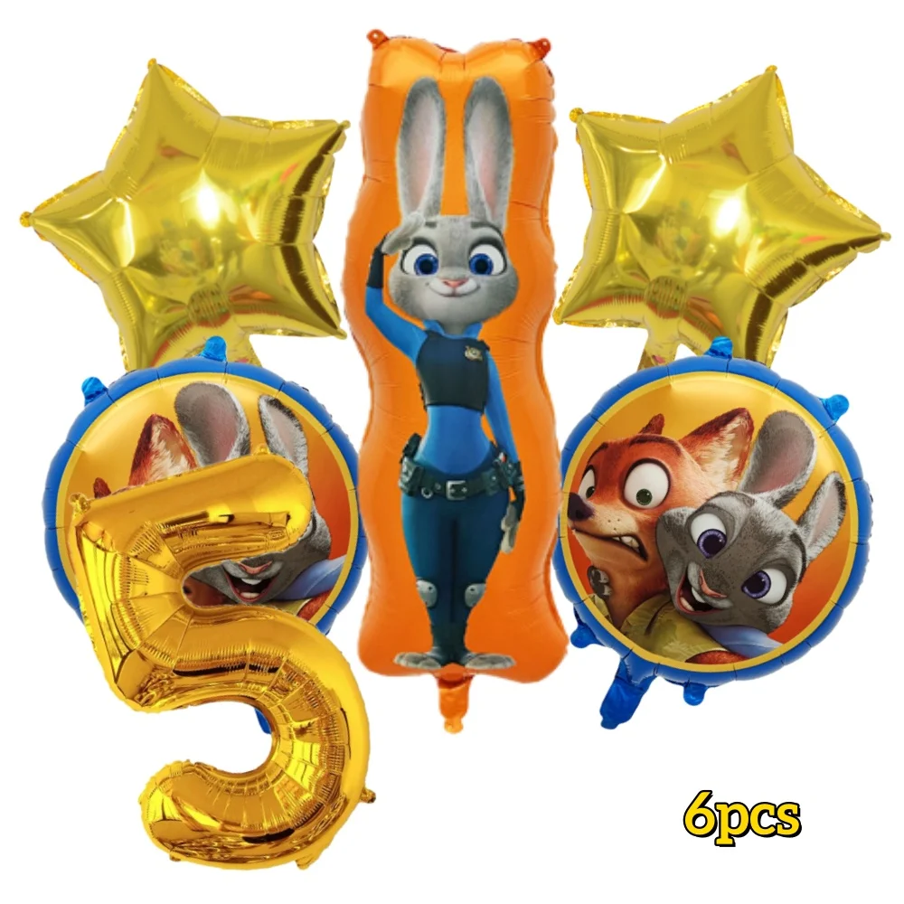 

6PCS Zootopia Happy Birthday Party Favor Home Event Party Balloons Birthday DIY Blue Party Supplies Anniversary Holiday Toy Gift