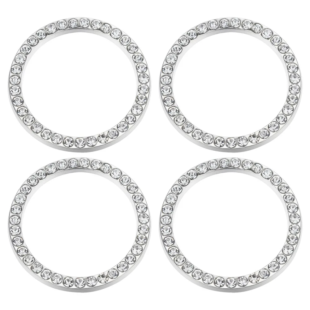

4Pcs Car Engine Start Button Circles Rhinestone Sparkling Interior Push to Start Button Covers Bling Car Gadgets