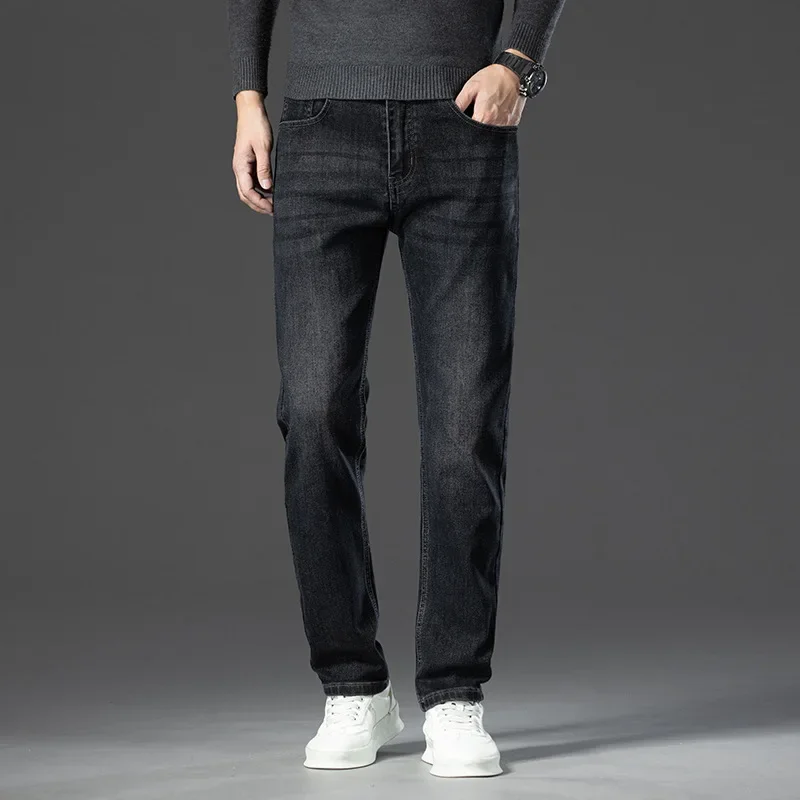 جينز رجالي جديد عالي المرونة جودة عمل نمط البث المباشر عالي الخصر قابل للتمدد مقاس كبير لارتداء غير رسمي #3