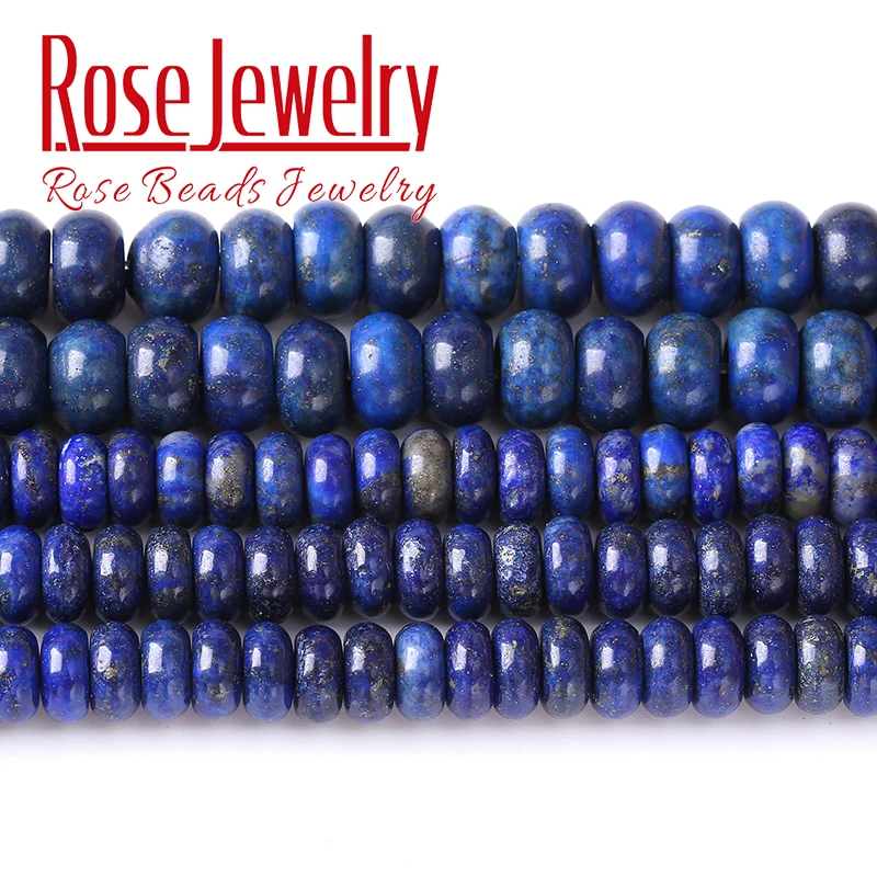 A+ Natural Lapis Lazuli Beads for Jewelry Making Abacus Stone Wheel Rondelles Gemstone Loose Spacers Beads DIY Bracelets 15