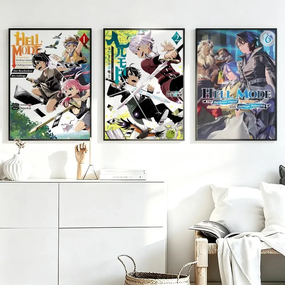 Anime Hell Mode: The Hardcore Gamer Dominates in an Isekai Poster for Bedroom Dorm Room Home Decor Large Wall Picture Print