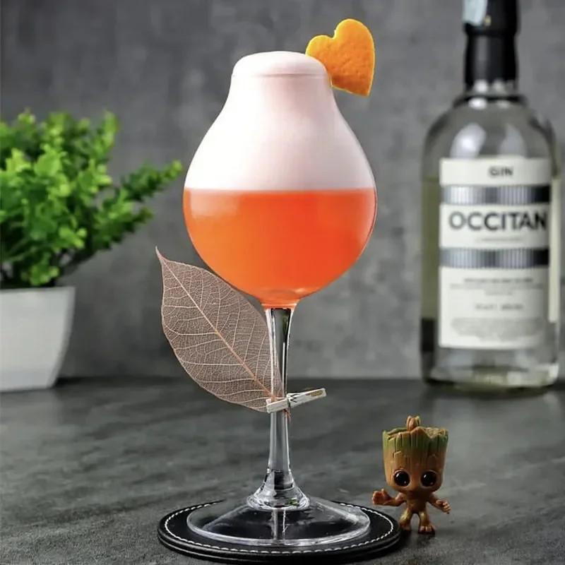 2 Pcs Clear Super Niche Cocktail Goblet Bar Lead Free Crystal Wine Tasting Tumbler Tulip Bud Cocktail Cup Martini Cocktail Glass