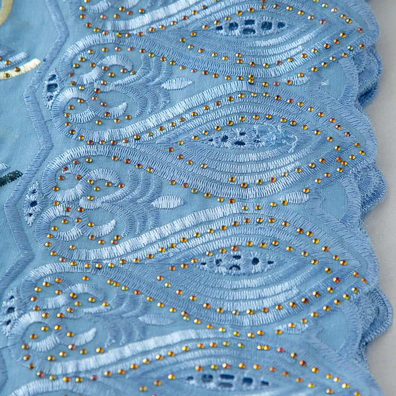 SJD LACE Swiss Voile Lace with Rhinestones 2025 High Quality African Nigerian Cotton Lace Fabrics for Women Wedding Dresses 4512