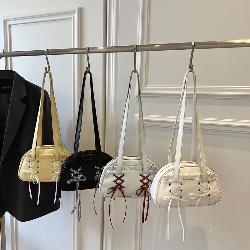 

2025 New Korean Style Bow Shoulder Bag for Women, Genuine Leather Multi-way Crossbody Purse, Vintage Chic Large Capacity Tote