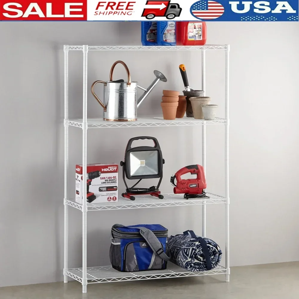 

4-Tier Steel Wire Shelf Unit Adjustable Features Heavy Duty Storage Rack Commercial Home Organization 1400lbs Capacity Easy