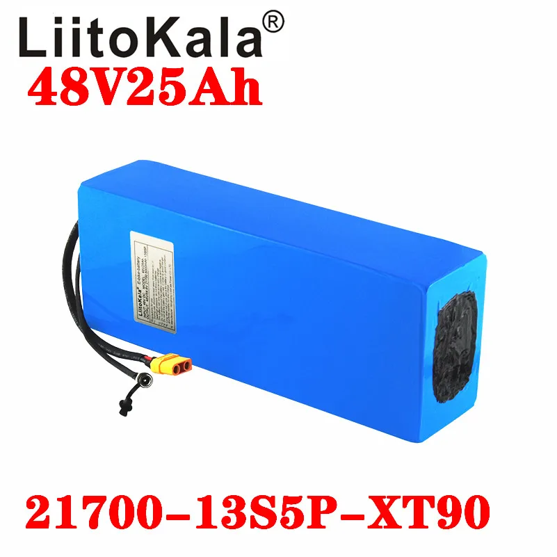 LiitoKala 48V 25ah 21700 5000mAh 13S5P Lithium Battery Pack 48V 25AH 1500W electric bicycle battery Built in 30A BMS T XT90 plug