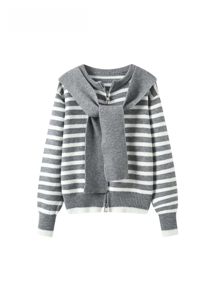 

plus Size Women's Knitwear Long Sve Striped Hooded ort Jaet Autumn Winter Faion Set Thiened Polyester Fiber Univer...