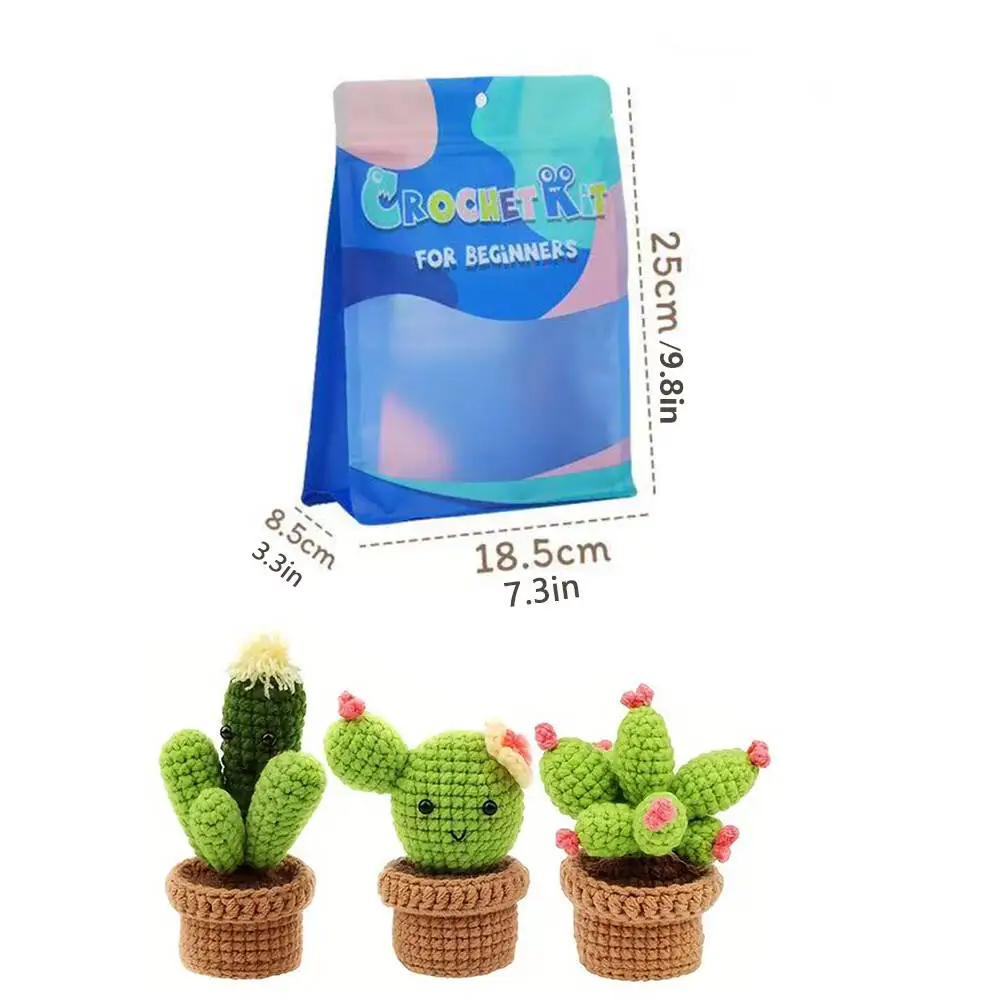 Plant Crochet Kit For Beginners With Instruction Knitting Yarn Thread Hook Needles Easy Knit Accessories Set DIY Craft