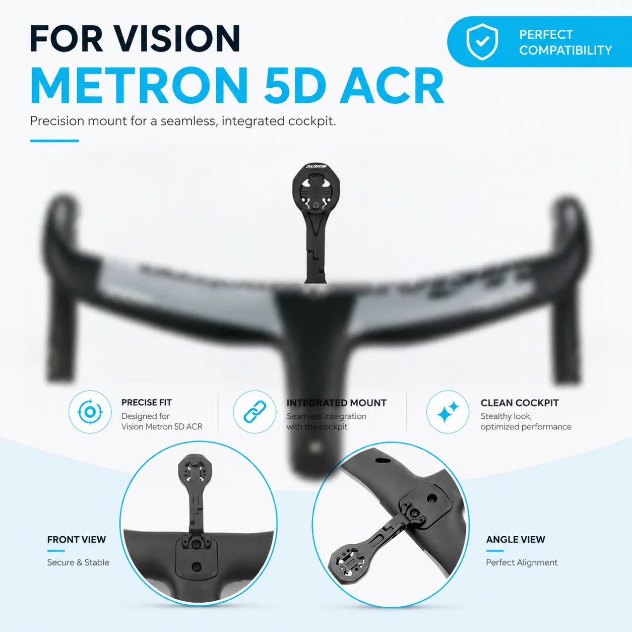 ULLICYC Vision Metron Lenkerhalterung aus Aluminiumlegierung, Frontmontage, kompatibel mit GPS/Garmin/Bryton/Wahoo/Gopro Ullicyc – Detail 4