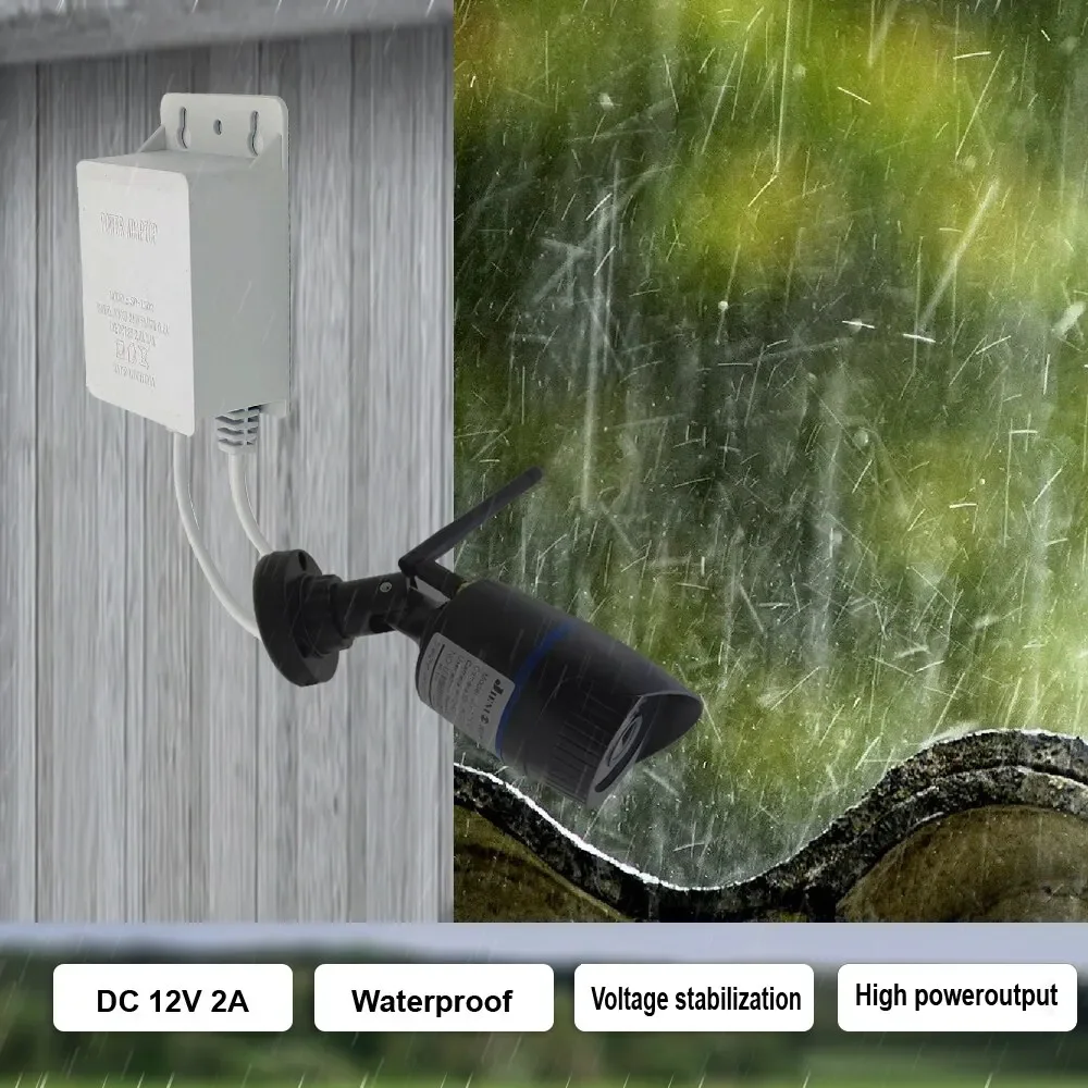 

12V 2A Waterproof EU Power Adapter For CCTV Security Cameras AHD NVR DVR Input AC100V 240V 55mm 21mm Plug Charger