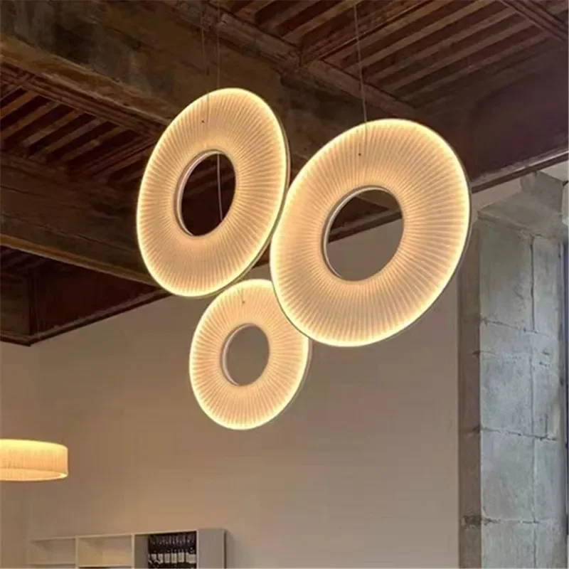 Creative modern design LED pendant light white circular fabric light Nordic bedroom dining room home decoration sofa floor lamp