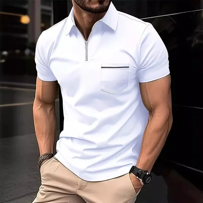 

Summer Men's Design Sense Pocket Short-sleeved POLO Shirt Men's Casual Daily Top American Street Style Men's T-shirt