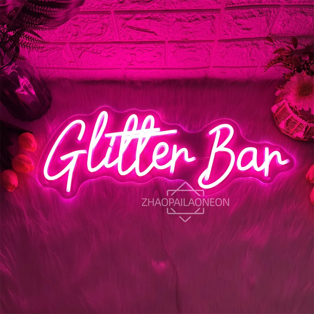 

Glitter Bar Neon Sign Led Wall Bedroom Bar Decoration Flash Bar Neon Light Sign Party Room Pub Club Bar Salon Decor Neon Lights