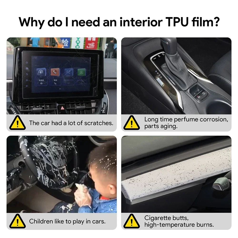 Toyota Corolla Cross için iç TPU Film 2020 2021 2022 2023 2024 araba koruyucu etiket 10.5in navigasyon ekranı çizilmez