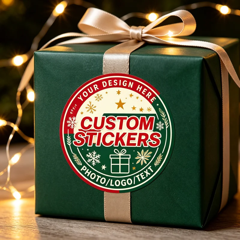 Individuell gestalteter Aufkleber, laden Sie Ihr Logo-Bild hoch, langlebige Etiketten für Geschenkboxen, Tierleckerli-Verpackungen und Dekorationen für Feiertagstreffen. – Detail 4