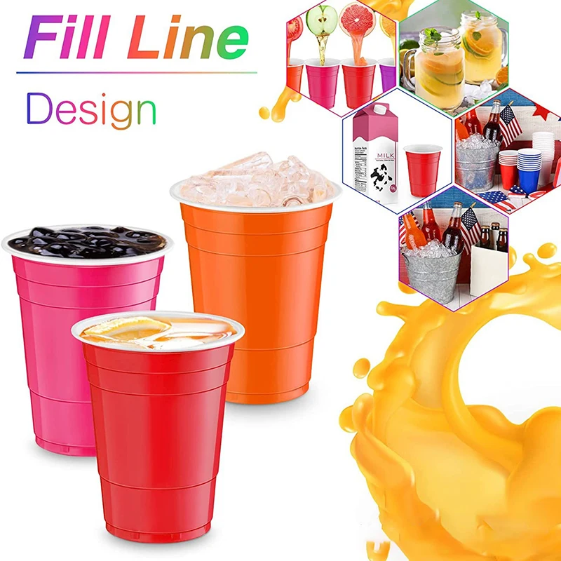 10PCS 450ml Colorful Disposable Plastic Cups – Ideal for Beer Pong, Graduation Parties, and Bar Games