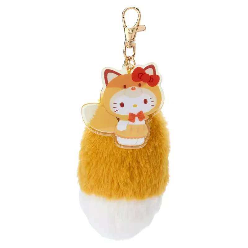 8-10Cm Anime Sanrio Hello Kitty My Melody Kuromi Plush Keychain Pendant Cartoon New Forest Animal Plush Tail Pendant Bag Pendant