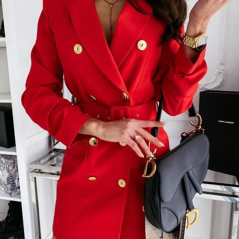 

Long Sve Suit Dr with Belt Transoceanic Sle Commute Outerwear Ele Ladylike Design Winter Collection