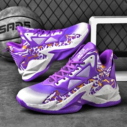 2023 New Trendy Purple Basketball Shoes Men Women Basketball Trainers Outdoor Streetwear Platform Sneakers Men Sport Shoes Boys