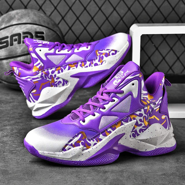 Purple and shops white basketball shoes