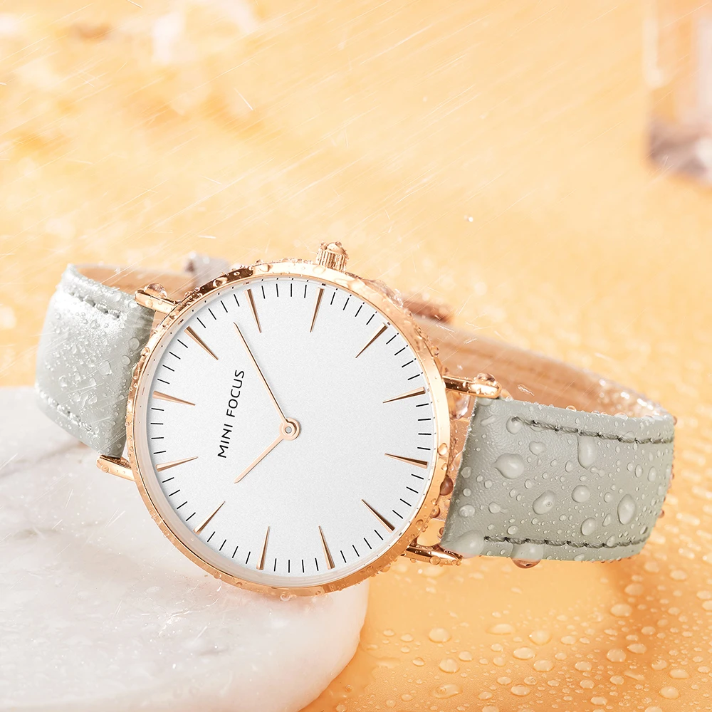 New Arrival MINI FOCUS MF0318L Luxury Ladies Wrist Watches Genuine Leather Strap Women Minimalist Quartz Watch