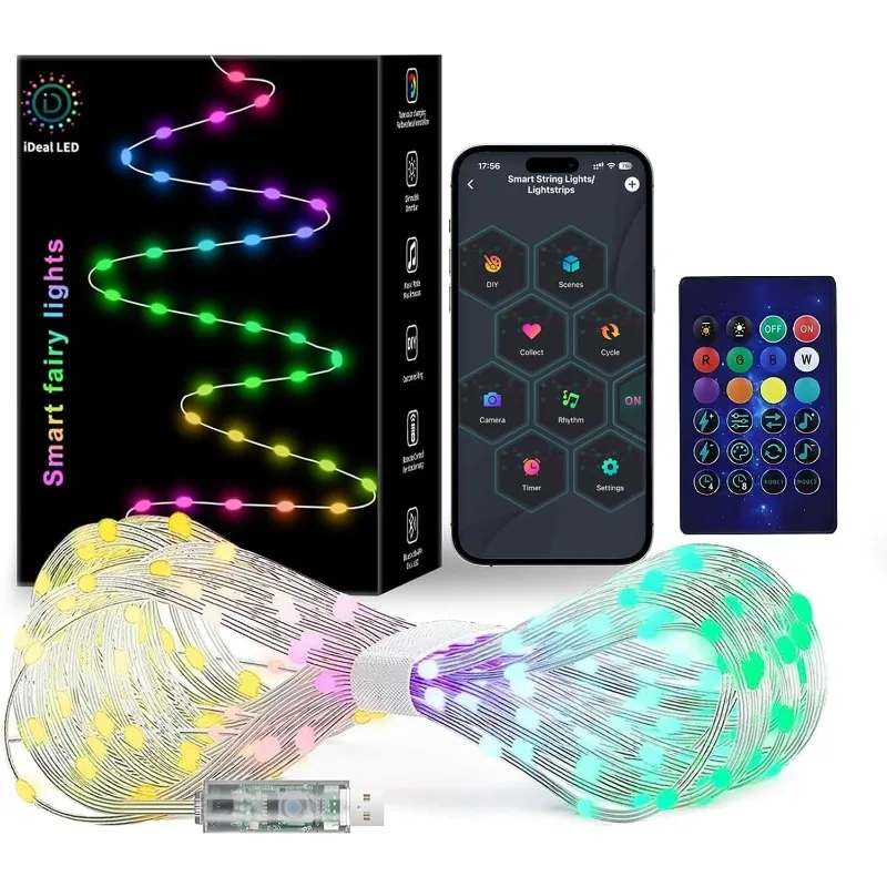Smart RGB Fairy String Light Bluetooth APP Control Music Sync Dynamic Twinkle LED Garland Light for Room Wedding Birthday Decor