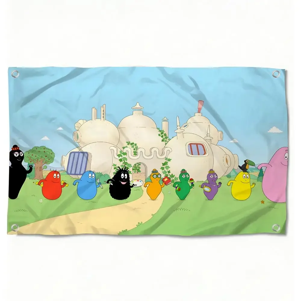 Cute Cartoon B-Barbapapa Flags Horizontal High Density Knitted Fabric European Simple For Durable Outdoor Indoor Use