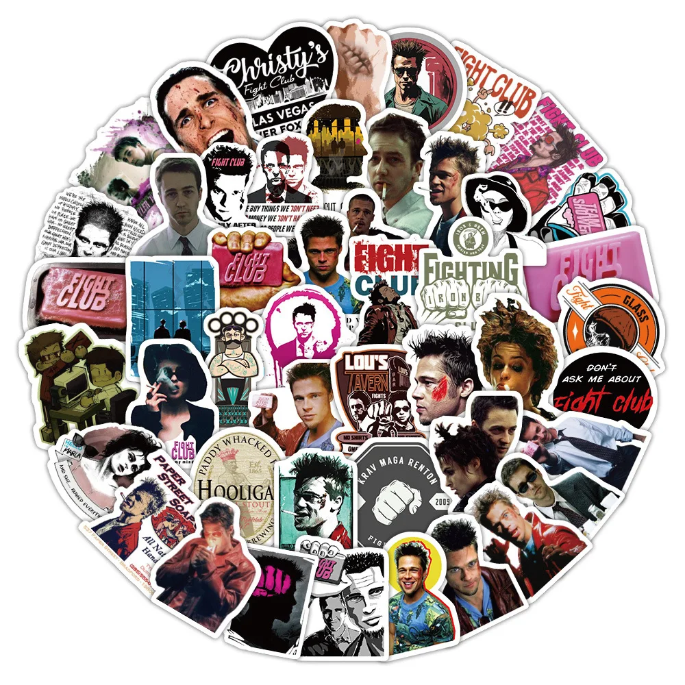 

10/60PCS Fight Club Stickers Suspense Thriller Movie Graffiti Sticker Cartoon DIY Decoration Laptop Guitar Car Bike Decals Toys