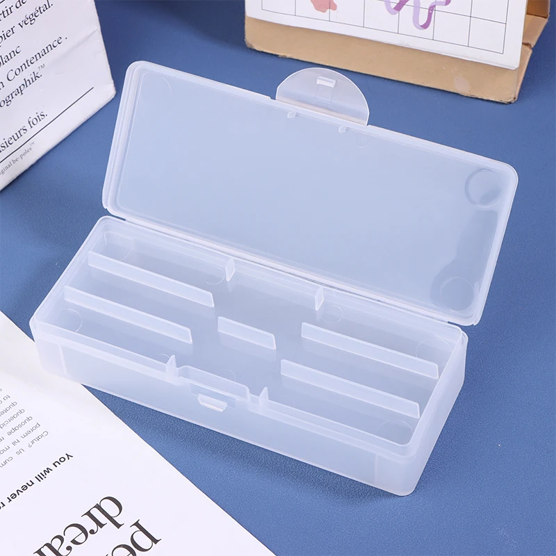 Double-Layer Nails Art Organizer Empty Box Rectangle Storage Box Pen Brush Polishing Nail Buffer Files Plastic Container