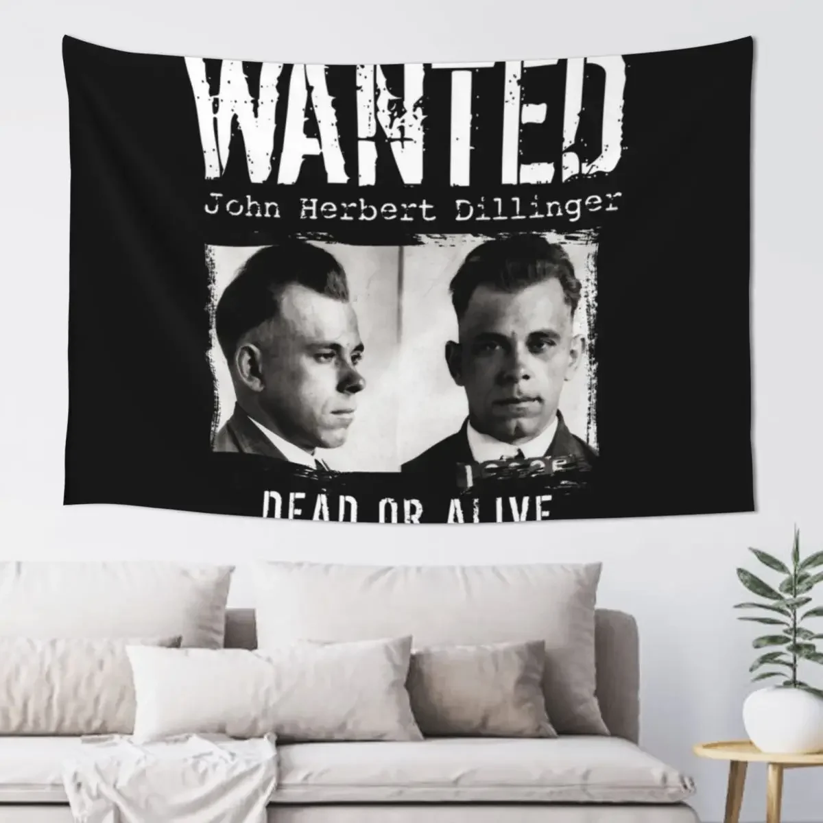 John Dillinger Mugshot - Wanted Dead or Alive Tapestry Decorative Wall Room Ornaments Tapestry