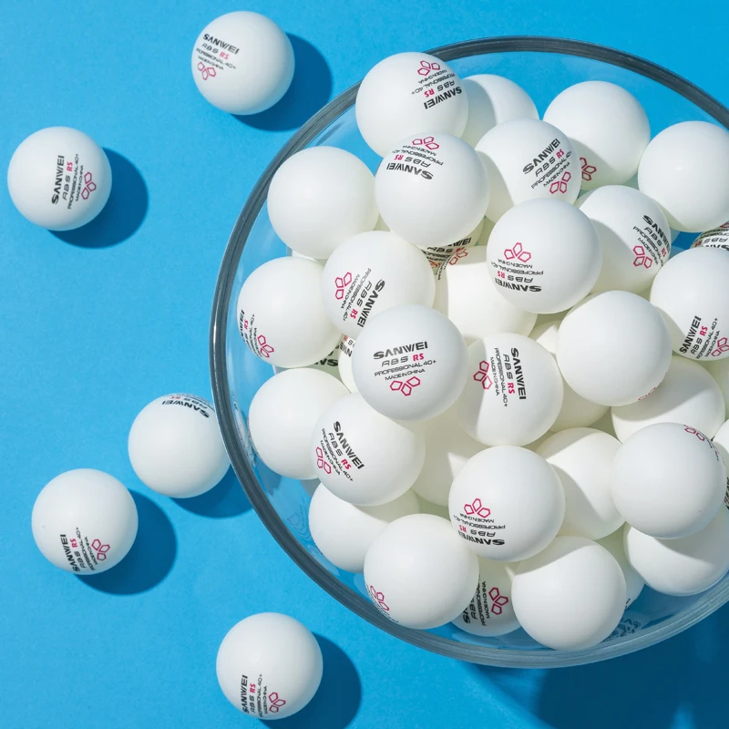 SANWEI RS40 + 3 نجوم كرات تنس الطاولة الملحومة ABS مادة جديدة دائم عالية ترتد كرات بينغ بونغ للتدريب 50/100/200 قطعة