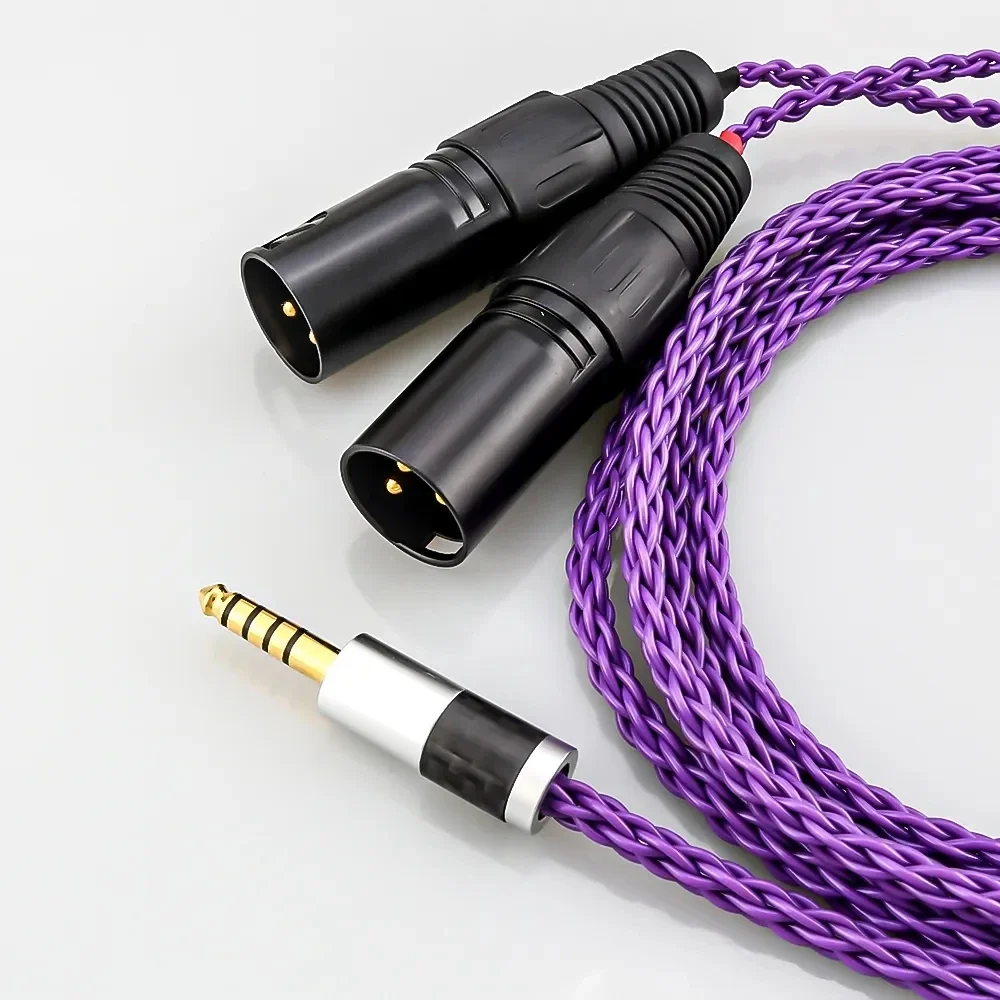High Quality 8 Cores Silver Plated 4.4mm Balanced Male to Dual 2x 3pin XLR Balanced Female Audio Adapter Cable
