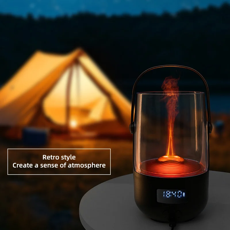 

Compact 200ml Flame Air Humidifier & Diffuser with Color-Changing LED Lights USB Powered, Auto-Off Safety Timer, Quiet Operatio