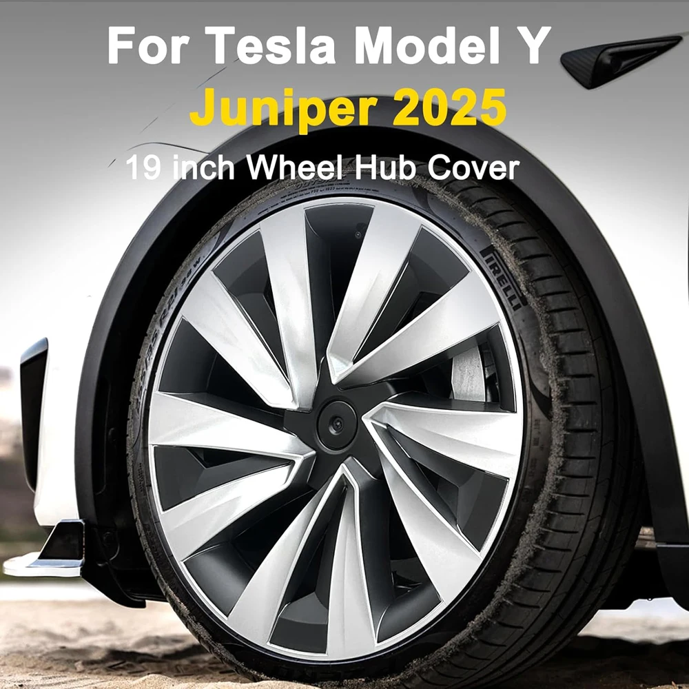 4PCS 19-Inch Wheel Cover for Tesla New Model Y Juniper Performance Hub Caps Crossflow Tire Hubcaps Full Rims Accessories 2025-26