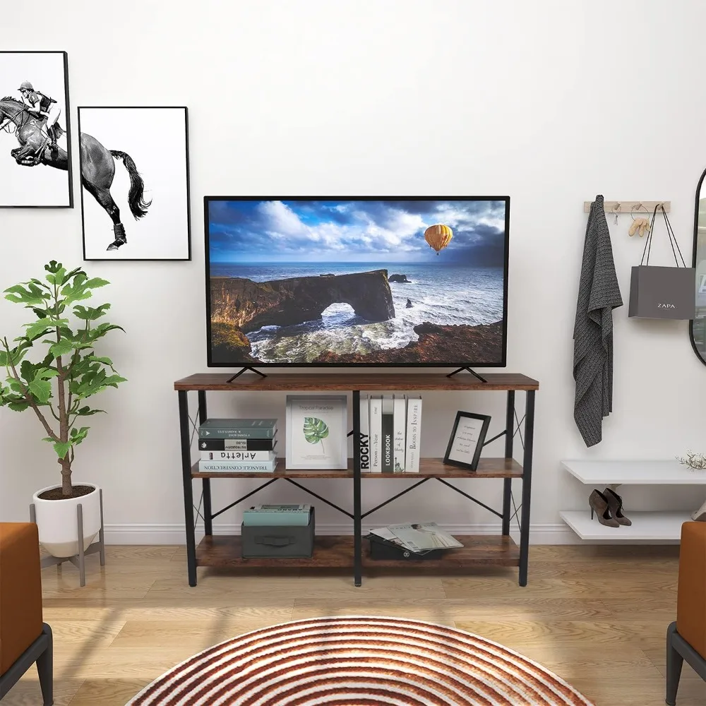 Industrial-Style Entryway Console Table with 3-Tier Open Shelves for Living Room and Entryway Storage