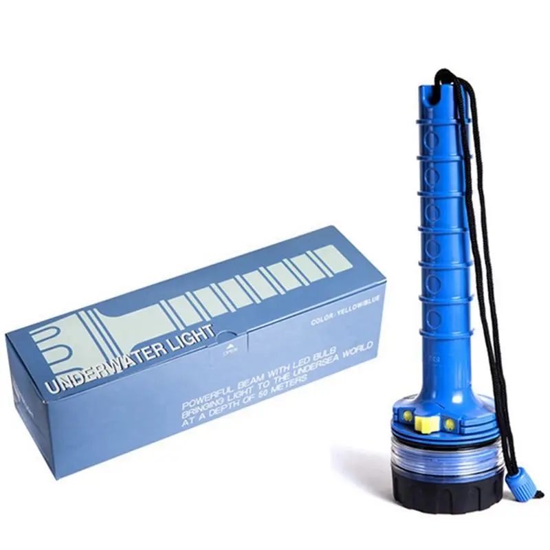 ABZC-Scuba Diving Light Underwater Waterproof LED Diving Light Long Shot Salvage Light Professional Powerful Flashlight, Blue