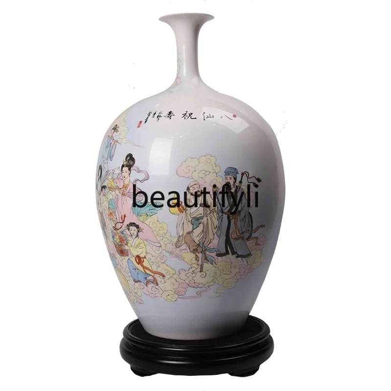 Dehua Ceramics   hand-painted landscape painting vase ornament flower arrangement  rack vase